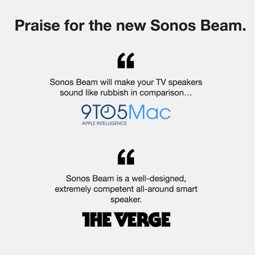 소노스 All-new Sonos Beam and Short Cable. Compact Smart TV Sound bar with Amazon Alexa voice control built-in. Wireless Sound System and Music Streaming for your home. (Black)