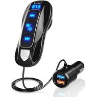 [아마존베스트]-Service-Informationen SONRU Bluetooth 5.0 FM Transmitter, Bluetooth Car Radio Adpter Hands-Free Kit Dual USB Ports (QC3.0/2.4A) with 1.1 m Cable, A2DP Crystal Sound Quality, Voltage Display, TF Card Pla