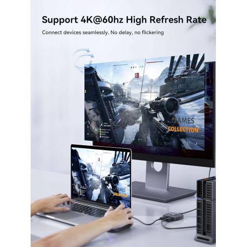  HDMI 2.0 Switch 4K HDMI Splitter - SOOMFON 4K@60Hz HDMI Bidirectional Switcher Splitter 2 in 1 & 1 in 2 Out, Aluminum HDMI Switcher Selector with Apple TV PS5 PS4 Xbox Fire Stick B