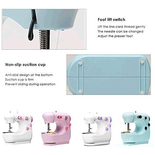  SOONHUA Mini Sewing Machine Electric Sewing Machine Multi-Function Portable Crafting Sewing Machine with Foot Pedal Adjustable 2-Speed for Home Sewing