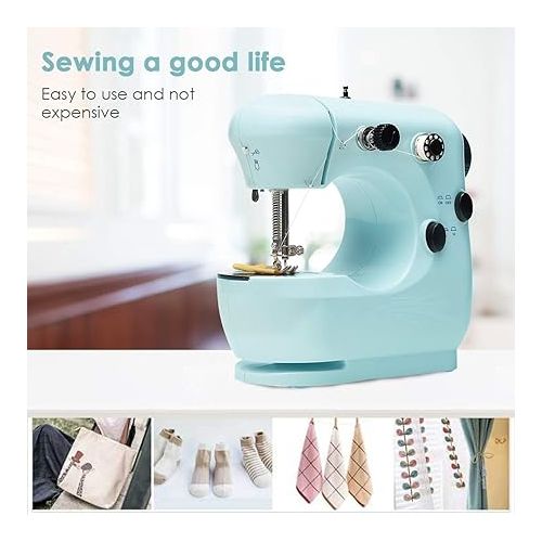  SOONHUA Mini Sewing Machine Electric Sewing Machine Multi-Function Portable Crafting Sewing Machine with Foot Pedal Adjustable 2-Speed for Home Sewing