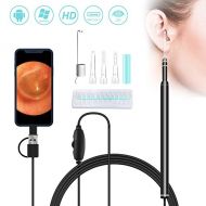 [아마존베스트]SOONHUA Otoscope,Ear Endoscope,Ear Wax Removal Tool,3 in 1 Ear Scope,720P HD Waterproof Camera with 6 Adjustable LED Lights for Android Phone (OTG+Micro USB+Type C) Window Mac PC with Ear