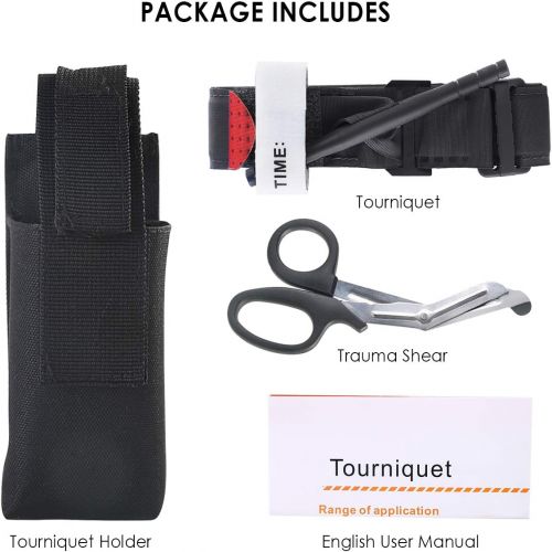  [아마존베스트]Tourniquet+Trauma Shear+Tourniquet Holder,First Aid Kit for Car Vehicle Outdoor Tactical SWAT Trauma Kit Stop The Bleed, One Hand Self Application by SOONHUA
