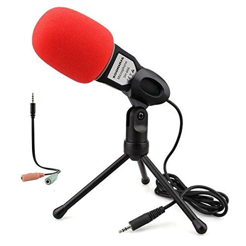  Condenser Microphone,Computer Microphone,SOONHUA 3.5MM Plug and Play Omnidirectional Mic with Desktop Stand for Gaming,YouTube Video,Recording Podcast,Studio,for PC,Laptop,Tablet,P