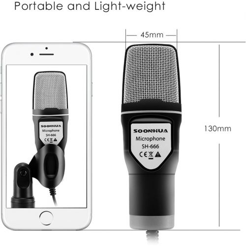  Condenser Microphone,Computer Microphone,SOONHUA 3.5MM Plug and Play Omnidirectional Mic with Desktop Stand for Gaming,YouTube Video,Recording Podcast,Studio,for PC,Laptop,Tablet,P