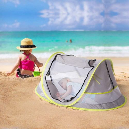  SOONHUA Portable Waterproof Baby Travel Tent Bed Baby with Sun Shelter Tent Pop Up Beach Tent Play Tent with 3 Pegs Picnic Beach Garden Home