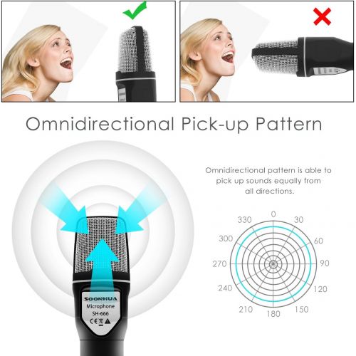  [아마존베스트]Condenser Microphone,Computer Microphone,SOONHUA 3.5MM Plug and Play Omnidirectional Mic with Desktop Stand for Gaming,YouTube Video,Recording Podcast,Studio,for PC,Laptop,Tablet,P