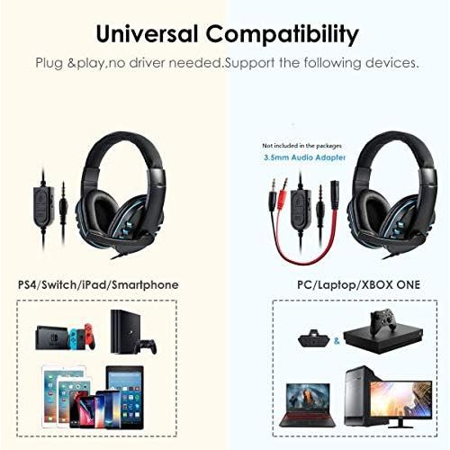  [아마존베스트]SOONHUA Xbox One, PS4 Gaming Headset with Microphone, Over-Ear Noise Isolation Bass Gaming Headphones with Microphone Surround Sound Volume Control for PC/Computers/Laptops/Cell Ph