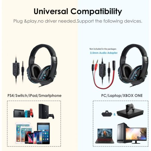  [아마존베스트]SOONHUA Xbox One, PS4 Gaming Headset with Microphone, Over-Ear Noise Isolation Bass Gaming Headphones with Microphone Surround Sound Volume Control for PC/Computers/Laptops/Cell Ph