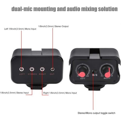  [아마존베스트]SOONHUA Camera Audio Mixer WS-V2 2-Channel Universal Microphone Audio Preamp Adapter Mixer with 3.5 mm Inputs
