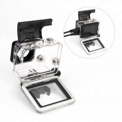  SOONSUN Side Open Protective Skeleton Housing Case with LCD Touch Backdoor for GoPro Hero 4, Hero 3+, Hero 3 Camera - Transparent Clear