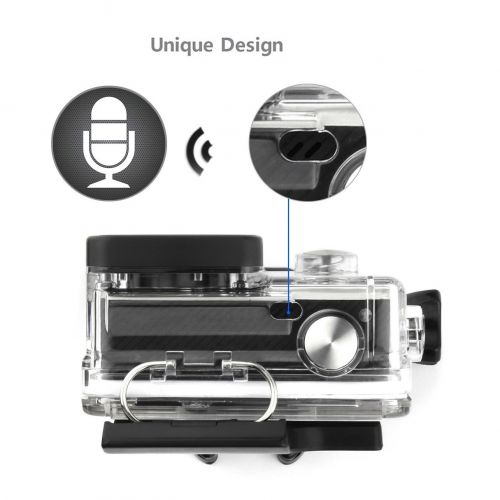  SOONSUN Side Open Protective Skeleton Housing Case with LCD Touch Backdoor for GoPro Hero 4, Hero 3+, Hero 3 Camera - Transparent Clear