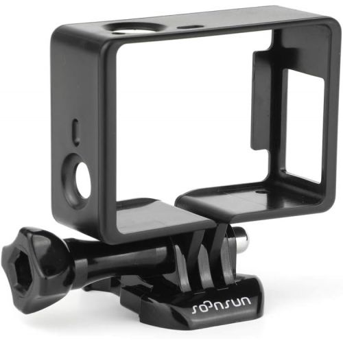  SOONSUN Frame Mount Housing Case with External Lavalier Lapel Clip-on Microphone for GoPro Hero 3, Hero3+, Hero 4 Black White Silver Action Cameras