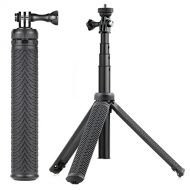 SOONSUN 3-in-1 Aluminum Telescoping Selfie Stick Waterproof Monopod Pole Handheld Grip with Tripod Stand for GoPro Hero 10 9 8 7 6 5 4 3 2, Fusion, Max, Session, AKASO, SJCAM, DJI