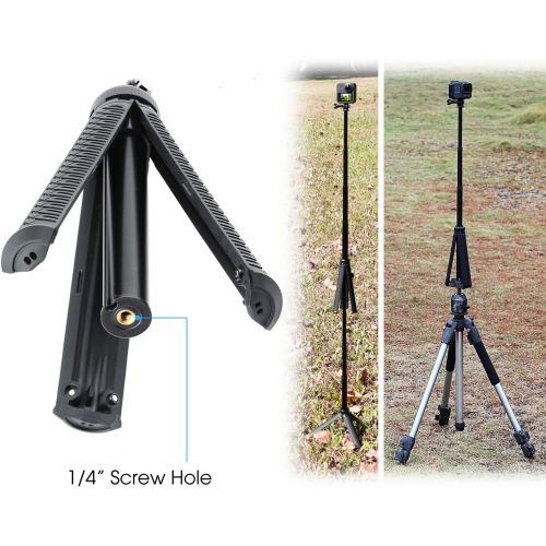  SOONSUN 3-in-1 Aluminum Telescoping Selfie Stick Waterproof Monopod Pole Handheld Grip with Tripod Stand for GoPro Hero 10 9 8 7 6 5 4 3 2, Fusion, Max, Session, AKASO, SJCAM, DJI