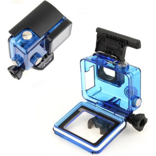 SOONSUN Skeleton Housing Case with LCD Touch Backdoor for GoPro Hero 4, Hero 3+, Hero 3 Cameras, Side Open Housing Case Allows Charging Camera Without Removing The Housing Case - T