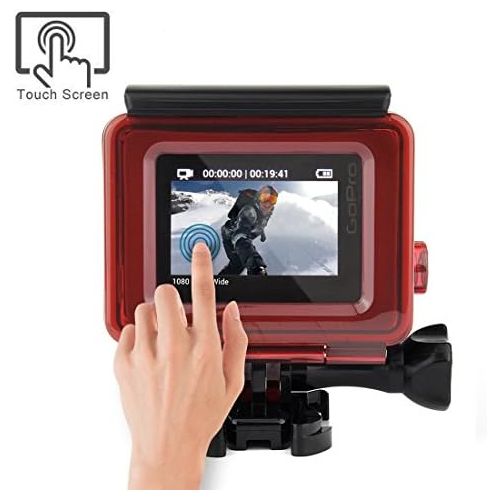  SOONSUN Skeleton Housing Case for GoPro Hero 4, Hero 3+, Hero 3 Cameras, Side Open Housing with LCD Touch Backdoor Allows Charging Camera Without Removing The Housing Case - Transp