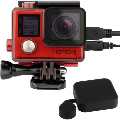  SOONSUN Skeleton Housing Case for GoPro Hero 4, Hero 3+, Hero 3 Cameras, Side Open Housing with LCD Touch Backdoor Allows Charging Camera Without Removing The Housing Case - Transp