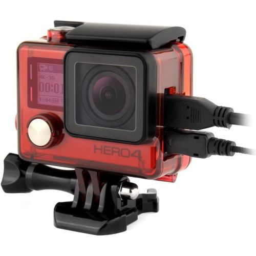  SOONSUN Skeleton Housing Case for GoPro Hero 4, Hero 3+, Hero 3 Cameras, Side Open Housing with LCD Touch Backdoor Allows Charging Camera Without Removing The Housing Case - Transp