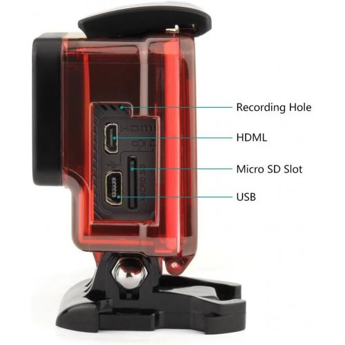  SOONSUN Skeleton Housing Case for GoPro Hero 4, Hero 3+, Hero 3 Cameras, Side Open Housing with LCD Touch Backdoor Allows Charging Camera Without Removing The Housing Case - Transp