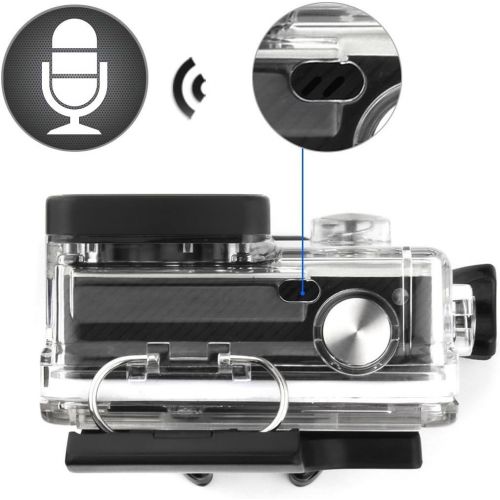  SOONSUN Skeleton Housing Protective Case with Quick Release Buckle + 6.5ft Lavalier Lapel Clip-on Microphone Mic for GoPro Hero4 Hero 4 3+ Hero3 Camera