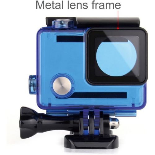  SOONSUN Protective Waterproof Dive Housing Case for GoPro Hero 4 Black, Hero 4 Silver, Hero 3+, Hero 3 Camera - Underwater 40 Meters (131 Feet) - Transparent Blue