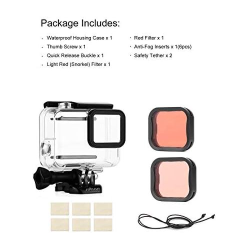  SOONSUN Waterproof Housing Case with Filter Kit for GoPro Hero 7 White/Silver, 45M Waterproof Case Diving Protective Housing Shell with 2 Pack Diving Filters for GoPro HERO7 White