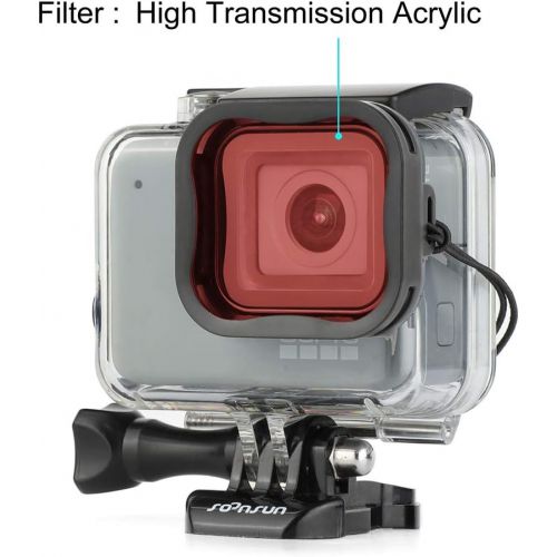  SOONSUN Waterproof Housing Case with Filter Kit for GoPro Hero 7 White/Silver, 45M Waterproof Case Diving Protective Housing Shell with 2 Pack Diving Filters for GoPro HERO7 White