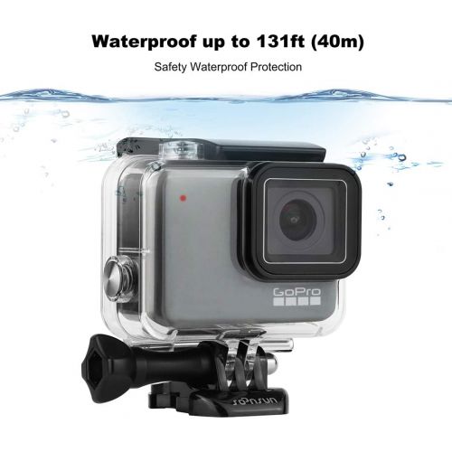  SOONSUN Waterproof Housing Case with Filter Kit for GoPro Hero 7 White/Silver, 45M Waterproof Case Diving Protective Housing Shell with 2 Pack Diving Filters for GoPro HERO7 White