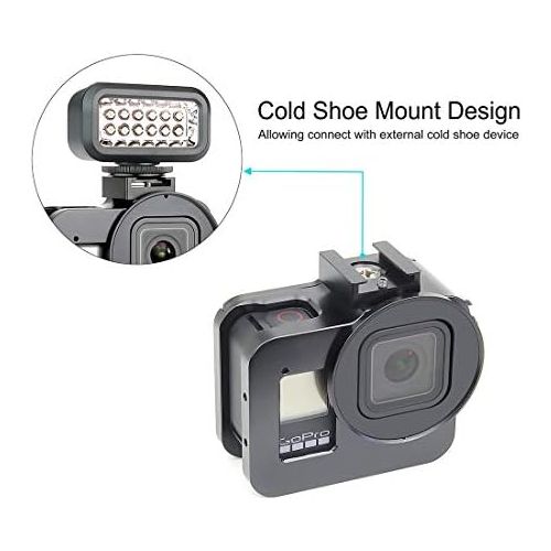  SOONSUN Aluminum Alloy Multi-Function Frame Mount Protective Housing Case with Vertical and Horizontal Modes for GoPro Hero 8 Black - Includes Lens Cap and 52mm UV Lens Filter