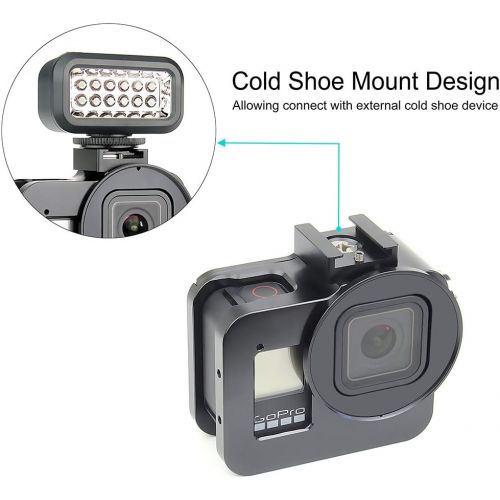  SOONSUN Aluminum Alloy Multi-Function Frame Mount Protective Housing Case with Vertical and Horizontal Modes for GoPro Hero 8 Black - Includes Lens Cap and 52mm UV Lens Filter