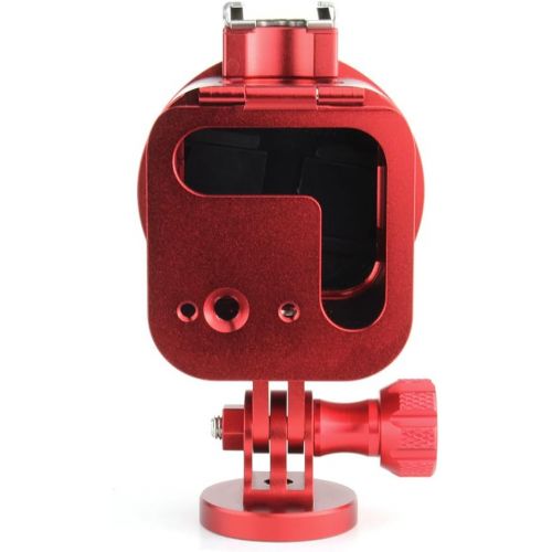  SOONSUN Aluminum Skeleton Case Frame Housing for GoPro Hero5 Session Hero 4 Session Metal Thick Solid Protective Cage Shell with Lens Cap and Mount Screw Wrench - Red