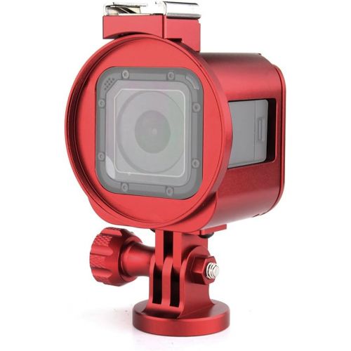  SOONSUN Aluminum Skeleton Case Frame Housing for GoPro Hero5 Session Hero 4 Session Metal Thick Solid Protective Cage Shell with Lens Cap and Mount Screw Wrench - Red