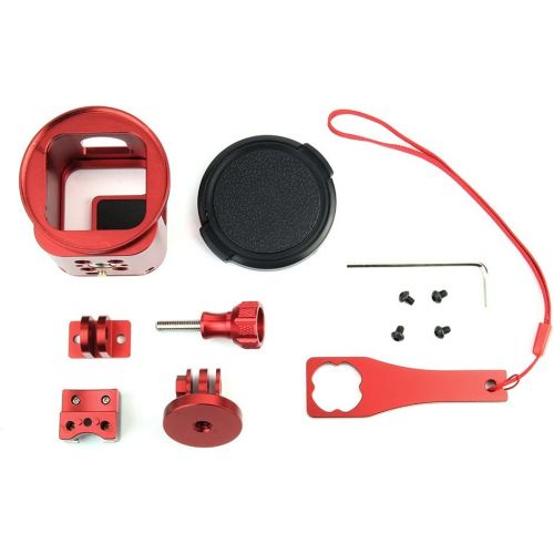  SOONSUN Aluminum Skeleton Case Frame Housing for GoPro Hero5 Session Hero 4 Session Metal Thick Solid Protective Cage Shell with Lens Cap and Mount Screw Wrench - Red