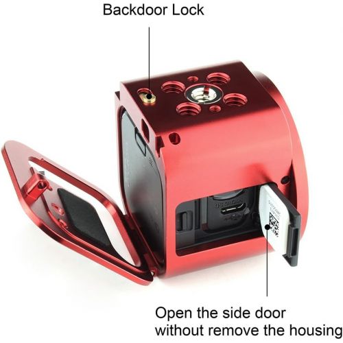  SOONSUN Aluminum Skeleton Case Frame Housing for GoPro Hero5 Session Hero 4 Session Metal Thick Solid Protective Cage Shell with Lens Cap and Mount Screw Wrench - Red