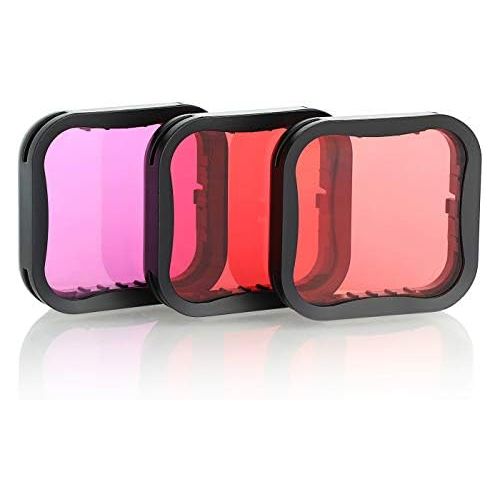  SOONSUN 3 Pack Dive Filter for GoPro Hero 5 6 7 Black Super Suit Dive Housing - Red,Light Red and Magenta Filter - Enhances Colors for Various Underwater Video and Photography Cond