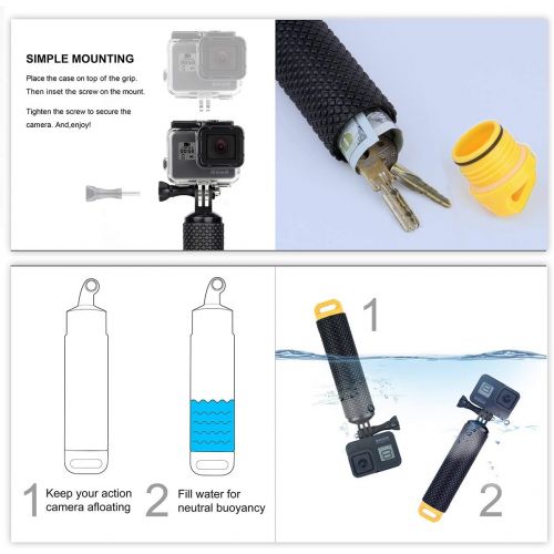  SOONSUN Waterproof Floating Hand Grip for GoPro Hero 10, 9, 8, 7, 6, 5, 4, 3, 2, Hero Session, Fusion, Max, AKASO, SJCAM, DJI Osmo Action Camera Handler and Handle Mount Accessorie
