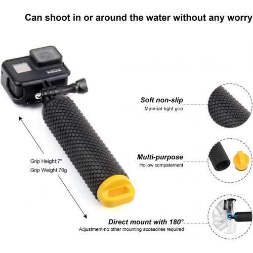  SOONSUN Waterproof Floating Hand Grip for GoPro Hero 10, 9, 8, 7, 6, 5, 4, 3, 2, Hero Session, Fusion, Max, AKASO, SJCAM, DJI Osmo Action Camera Handler and Handle Mount Accessorie