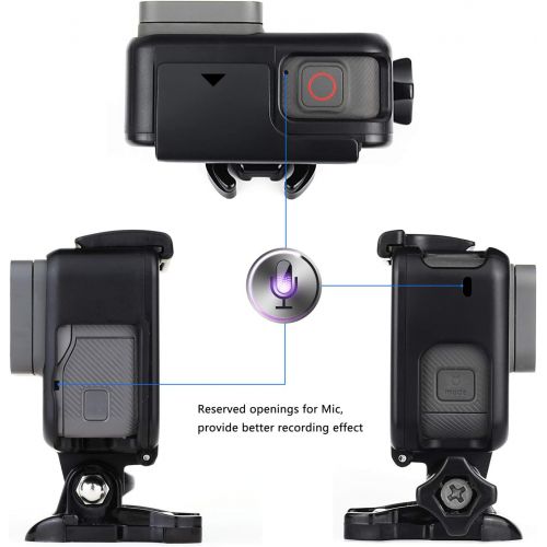  SOONSUN Frame Mount Housing Case with Lens Cover for GoPro Hero 5 6 7 Hero(2018) Hero5 Hero6 Hero7 Black, Hero7 White, Hero7 Silver Camera - Strong Structure and All Slots Fully Ac