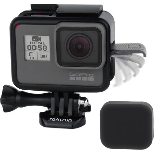  SOONSUN Frame Mount Housing Case with Lens Cover for GoPro Hero 5 6 7 Hero(2018) Hero5 Hero6 Hero7 Black, Hero7 White, Hero7 Silver Camera - Strong Structure and All Slots Fully Ac