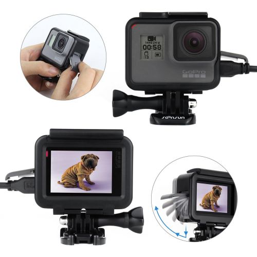  SOONSUN Frame Mount Housing Case with Lens Cover for GoPro Hero 5 6 7 Hero(2018) Hero5 Hero6 Hero7 Black, Hero7 White, Hero7 Silver Camera - Strong Structure and All Slots Fully Ac