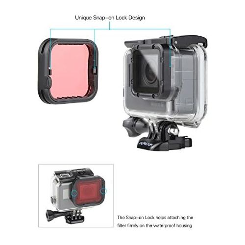  SOONSUN 45m Underwater Waterproof Dive Housing Case with 3-Pack Dive Filters for GoPro Hero 5 6 7 Black Hero (2018) - Include Backdoor, Quick Release Buckle, Thumb Screw, Tripod Ad