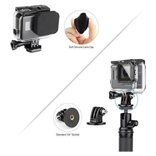  SOONSUN 45m Underwater Waterproof Dive Housing Case with 3-Pack Dive Filters for GoPro Hero 5 6 7 Black Hero (2018) - Include Backdoor, Quick Release Buckle, Thumb Screw, Tripod Ad