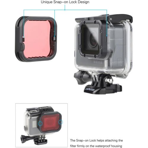  SOONSUN 45m Underwater Waterproof Dive Housing Case with 3-Pack Dive Filters for GoPro Hero 5 6 7 Black Hero (2018) - Include Backdoor, Quick Release Buckle, Thumb Screw, Tripod Ad