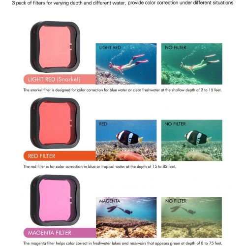  SOONSUN 45m Underwater Waterproof Dive Housing Case with 3-Pack Dive Filters for GoPro Hero 5 6 7 Black Hero (2018) - Include Backdoor, Quick Release Buckle, Thumb Screw, Tripod Ad