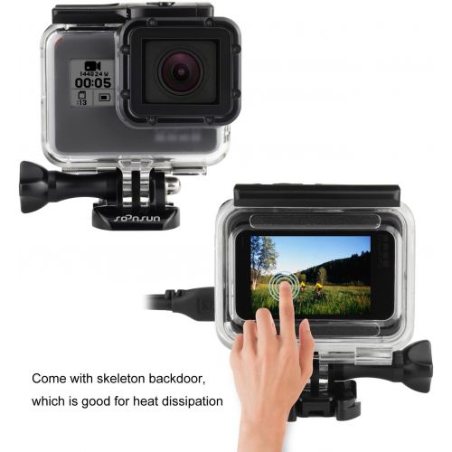  [아마존베스트]SOONSUN Side Open Protective Skeleton Housing Case for GoPro Hero 5 6 7 Black Hero (2018) Cameras - Includes Quick Release Buckle, Thumb Screw, Lens Cap