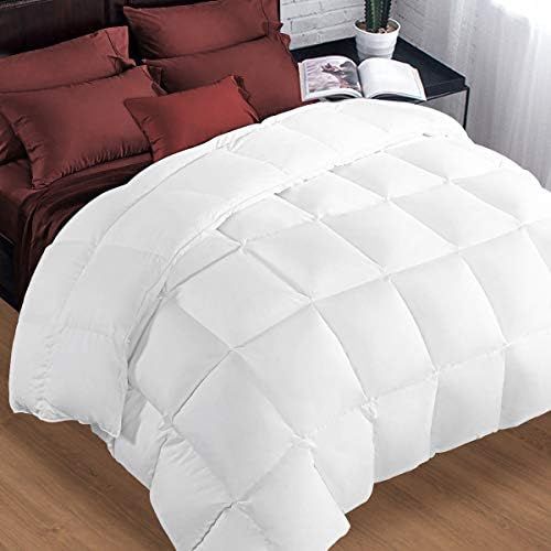  SOPAT Queen Comforter Soft Warm Goose Down Alternative Duvet Insert 2100 Quilt with Corner Tab for All Season, Prima Microfiber Filled Reversible Hotel Collection,White,88 X 88 inch