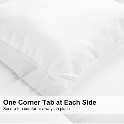  SOPAT Queen Comforter Soft Warm Goose Down Alternative Duvet Insert 2100 Quilt with Corner Tab for All Season, Prima Microfiber Filled Reversible Hotel Collection,White,88 X 88 inch