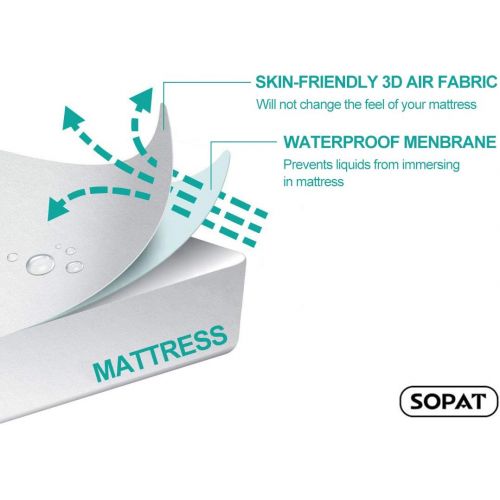  [아마존 핫딜] SOPAT Queen Mattress Protector 100% Waterproof Mattress Pad Cover,3D Air Fabric,Breathable Smooth Soft Cover