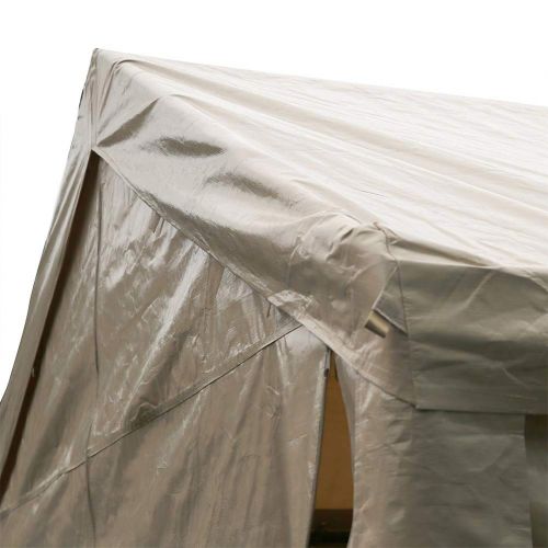  SORARA Carport 10 x 20 ft Heavy Duty Canopy Garage Car Shelter with Windows and Sidewalls, Beige